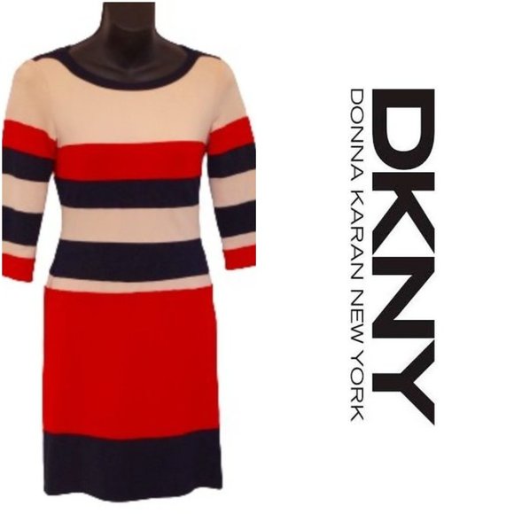 DKNY Heavy Weight Double Knit Striped Dress- Sz. XS - Picture 1 of 4